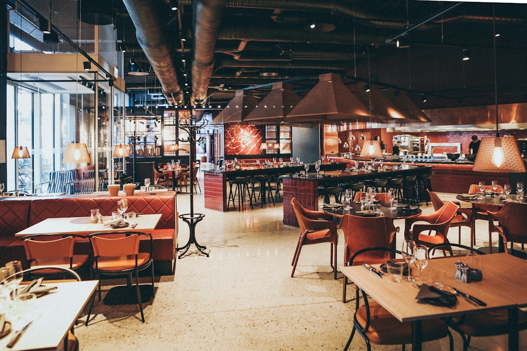 A warm, busy restaurant dining room
