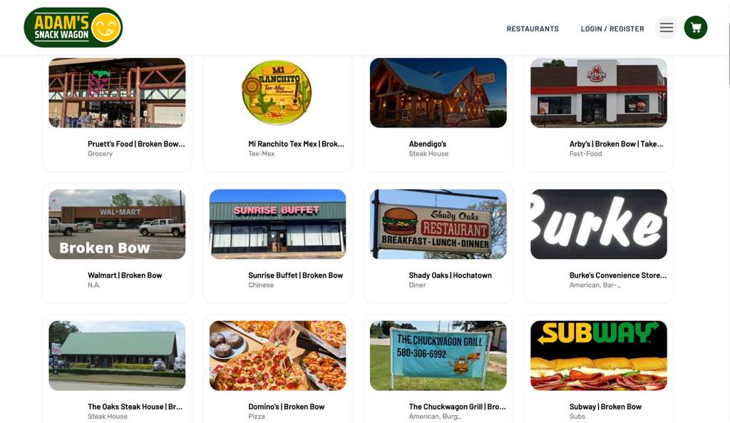 Adam's Snack Wagon marketplace ordering and delivery